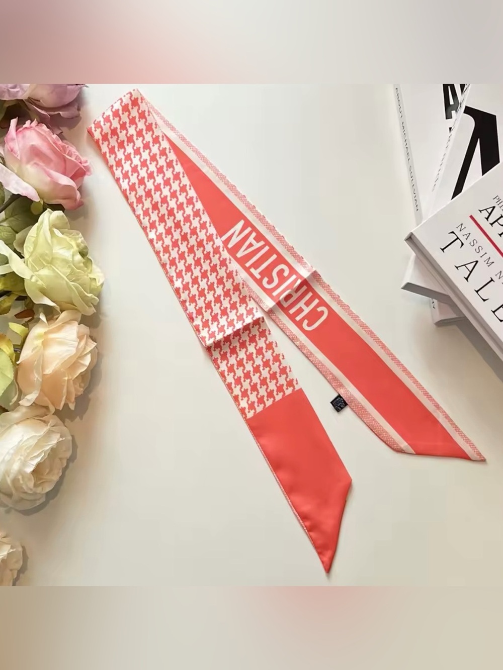 8 Other Reasons Coral Pink Logo Twilly Scarf